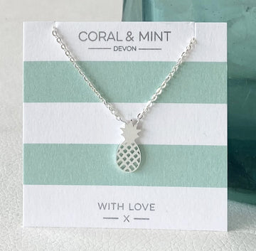 Pineapple Necklace   Coral and Mint